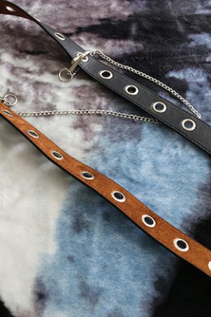 Korean-Style Dark Punk Metal Chain Textured Belt - Trendy Minimalist Versatile Fashion Accessory for Unique Style