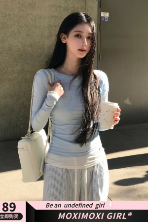 Korean Style Diagonal Collar Two-Piece T-Shirt with Waist-Cinching Top and Lace Long Pants for a Slimming Look