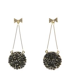 Korean-Style Diamond-Studded Bow Round Cake S925 Silver Needle Earrings - Elegant Sweet Temperament Jewelry for Any Occasion