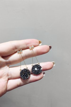 Korean-Style Diamond-Studded Bow Round Cake S925 Silver Needle Earrings - Elegant Sweet Temperament Jewelry for Any Occasion
