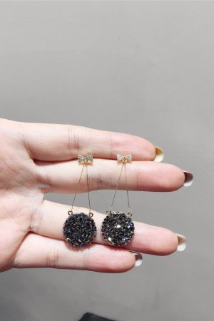 Korean-Style Diamond-Studded Bow Round Cake S925 Silver Needle Earrings - Elegant Sweet Temperament Jewelry for Any Occasion