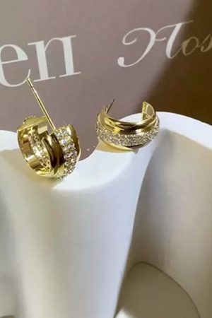 Korean Style Double Layer Diamond Inlaid Ear Hoops - High-End Fashion 925 Silver Earrings