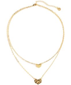 Korean Style Double-Layer Heart Necklace, INS Trendy Layered Clavicle Chain for Chic Fashion Looks