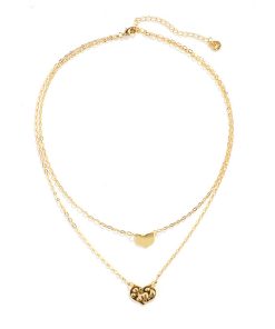 Korean Style Double-Layer Heart Necklace, INS Trendy Layered Clavicle Chain for Chic Fashion Looks