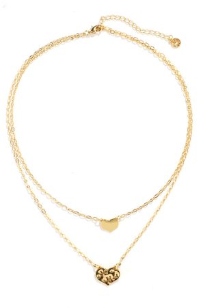 Korean Style Double-Layer Heart Necklace, INS Trendy Layered Clavicle Chain for Chic Fashion Looks