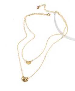 Korean Style Double-Layer Heart Necklace, INS Trendy Layered Clavicle Chain for Chic Fashion Looks