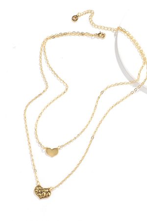 Korean Style Double-Layer Heart Necklace, INS Trendy Layered Clavicle Chain for Chic Fashion Looks