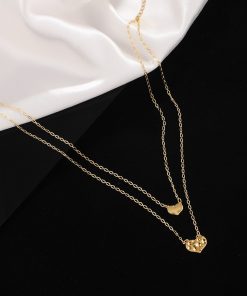 Korean Style Double-Layer Heart Necklace, INS Trendy Layered Clavicle Chain for Chic Fashion Looks
