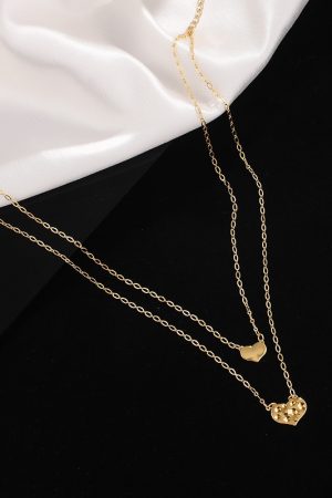 Korean Style Double-Layer Heart Necklace, INS Trendy Layered Clavicle Chain for Chic Fashion Looks
