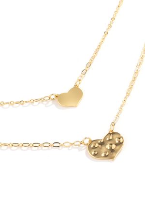 Korean Style Double-Layer Heart Necklace, INS Trendy Layered Clavicle Chain for Chic Fashion Looks