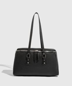 Korean Style Double Zipper Shoulder Bag â€“ Large Capacity Square Box Handbag for Women, Trendy Commuting Accessory