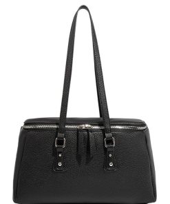 Korean Style Double Zipper Shoulder Bag – Large Capacity Square Box Handbag for Women, Trendy Commuting Accessory