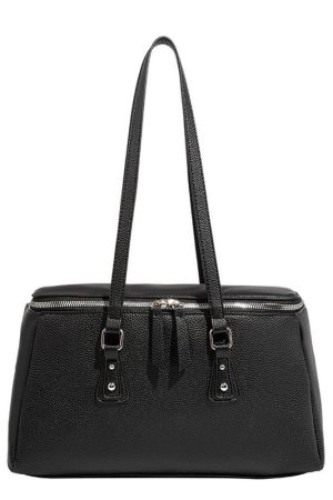 Korean Style Double Zipper Shoulder Bag â€“ Large Capacity Square Box Handbag for Women, Trendy Commuting Accessory