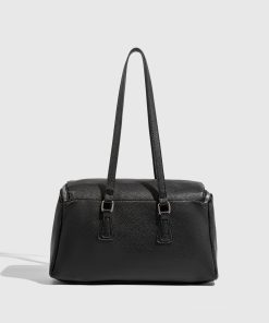 Korean Style Double Zipper Shoulder Bag – Large Capacity Square Box Handbag for Women, Trendy Commuting Accessory