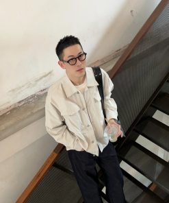 Korean Style Early Spring Slim Fit Lapel Jacket for Men - Solid Color Casual Coat, Basic Loose Design