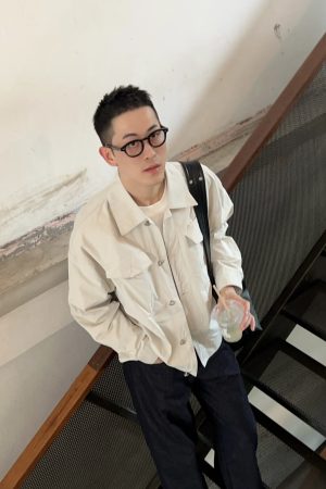 Korean Style Early Spring Slim Fit Lapel Jacket for Men - Solid Color Casual Coat, Basic Loose Design