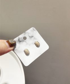 Korean Style Elegant Curved Silver Needle Earrings with Diamond-Inlaid Faux Pearls - Exquisite Small Accessories for Any Occasion