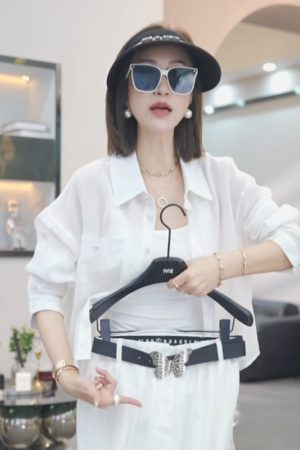 Korean-Style Elegant Solid Color Cardigan Shirt for Women - Slimming Casual Ramie Top for Summer 2025