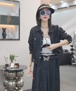 Korean-Style Elegant Solid Color Cardigan Shirt for Women - Slimming Casual Ramie Top for Summer 2025