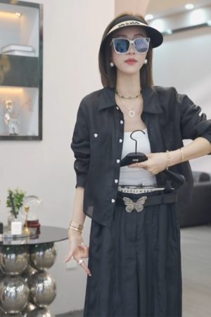 Korean-Style Elegant Solid Color Cardigan Shirt for Women - Slimming Casual Ramie Top for Summer 2025