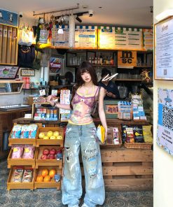 Korean Style Fake Two-Piece Lace Halter Crop Top - Slim-Fit Summer Fashion for Trendy Girls