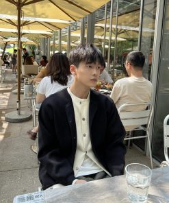 Korean Style Fake Two-Piece Sweater Cardigan for Men, Thick Loose Casual Jacket for Autumn and Winter Fashion