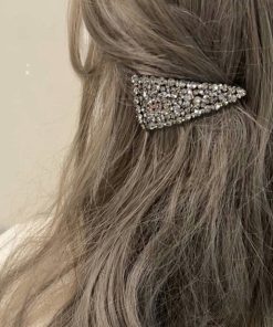 Korean Style Genuine Rhinestone Triangle Hair Clip for Bangs and Fringes - Fashion Side Clip Hair Accessory