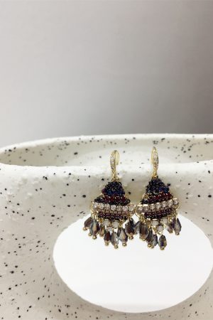 Korean Style Handmade Luxury Color-Blocked Rhinestone Geometric Hook Earrings for High-End Fashion Statement