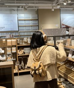 Korean Style Handmade Teddy Bear Mini Backpack - Versatile Suede Plush Double Shoulder Bag for Y2K Fashion