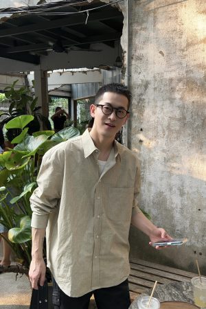 Korean Style Heavy Wash Wrinkled Pattern Shirt for Men - Simple Casual Loose Sun Protection Jacket for Early Spring Fashion