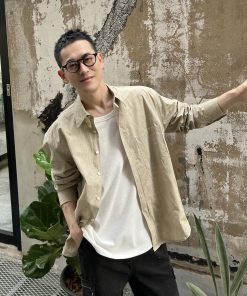 Korean Style Heavy Wash Wrinkled Pattern Shirt for Men - Simple Casual Loose Sun Protection Jacket for Early Spring Fashion