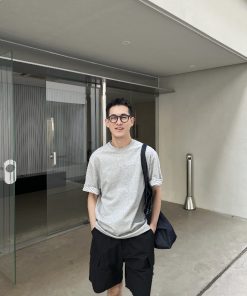 Korean Style High-End Cuffed Two-Way Striped Short Sleeve T-Shirt for Men - Casual Round Neck Top