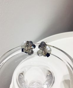 Korean Style High-End Diamond-Studded Heart-Shaped Butterfly Faux Pearl Earrings for Exquisite Fashion Accessories