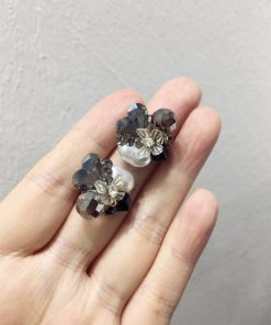 Korean Style High-End Diamond-Studded Heart-Shaped Butterfly Faux Pearl Earrings for Exquisite Fashion Accessories