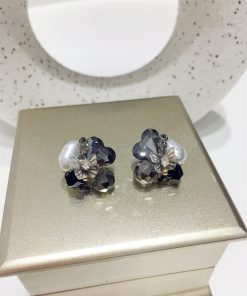 Korean Style High-End Diamond-Studded Heart-Shaped Butterfly Faux Pearl Earrings for Exquisite Fashion Accessories