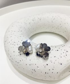 Korean Style High-End Diamond-Studded Heart-Shaped Butterfly Faux Pearl Earrings for Exquisite Fashion Accessories