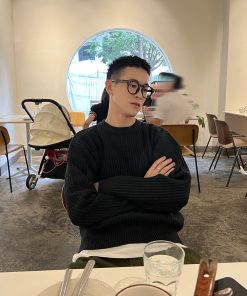 Korean Style High-End Loose Fit Small Heart Knitted Sweater for Men - Textured Autumn Winter Top