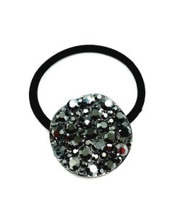 Korean-Style High-End Sparkling Luxury Full Diamond Metallic Round Hair Tie - Curved Uneven Design for Elegant Updos