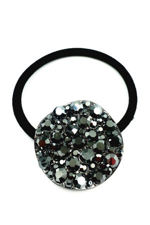Korean-Style High-End Sparkling Luxury Full Diamond Metallic Round Hair Tie - Curved Uneven Design for Elegant Updos