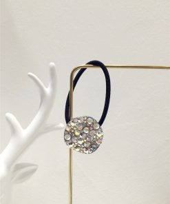 Korean-Style High-End Sparkling Luxury Full Diamond Metallic Round Hair Tie - Curved Uneven Design for Elegant Updos