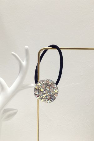 Korean-Style High-End Sparkling Luxury Full Diamond Metallic Round Hair Tie - Curved Uneven Design for Elegant Updos