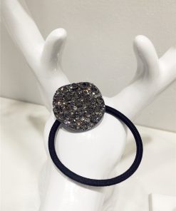 Korean-Style High-End Sparkling Luxury Full Diamond Metallic Round Hair Tie - Curved Uneven Design for Elegant Updos