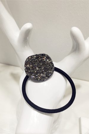 Korean-Style High-End Sparkling Luxury Full Diamond Metallic Round Hair Tie - Curved Uneven Design for Elegant Updos