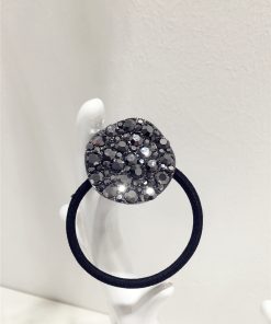Korean-Style High-End Sparkling Luxury Full Diamond Metallic Round Hair Tie - Curved Uneven Design for Elegant Updos