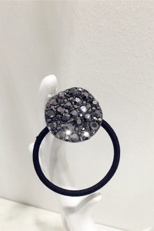 Korean-Style High-End Sparkling Luxury Full Diamond Metallic Round Hair Tie - Curved Uneven Design for Elegant Updos