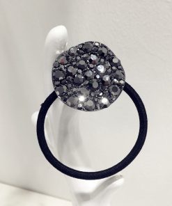 Korean-Style High-End Sparkling Luxury Full Diamond Metallic Round Hair Tie - Curved Uneven Design for Elegant Updos