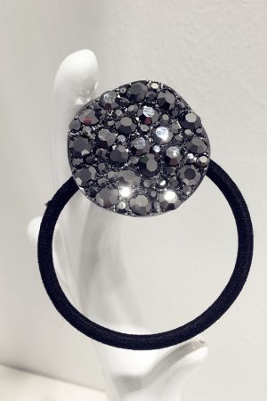 Korean-Style High-End Sparkling Luxury Full Diamond Metallic Round Hair Tie - Curved Uneven Design for Elegant Updos