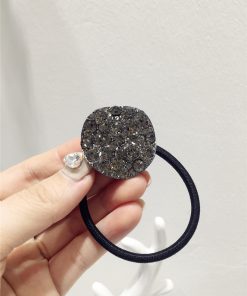 Korean-Style High-End Sparkling Luxury Full Diamond Metallic Round Hair Tie - Curved Uneven Design for Elegant Updos
