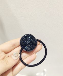 Korean-Style High-End Sparkling Luxury Full Diamond Metallic Round Hair Tie - Curved Uneven Design for Elegant Updos