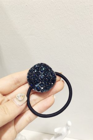 Korean-Style High-End Sparkling Luxury Full Diamond Metallic Round Hair Tie - Curved Uneven Design for Elegant Updos